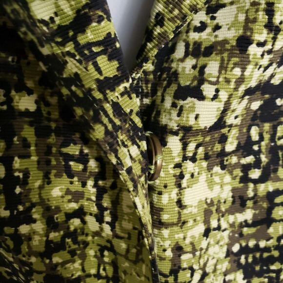 Laura Ashley Womens Blazer Jacket Size Medium Green Printed Snap Front Pockets - Picture 7 of 12